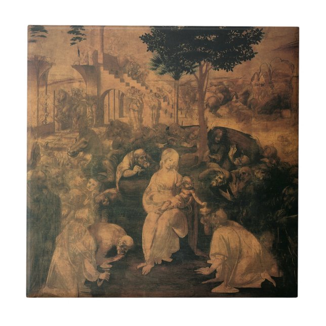 Leonardo da Vincis Die Verehrung der Magi Fliese (Vorderseite)