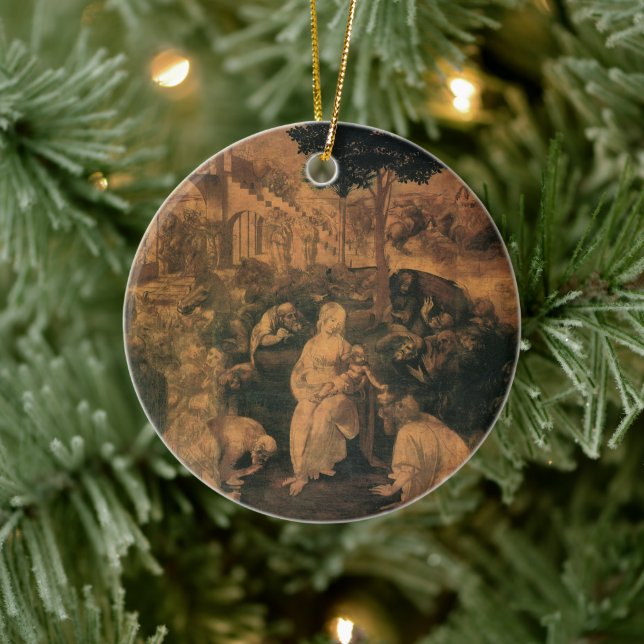 Leonardo da Vincis Die Verehrung der Magi Keramik Ornament (Baum)