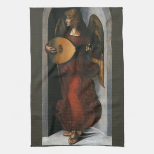 Leonardo da Vincis Ein Engel in Rot mit einer Laut Geschirrtuch
