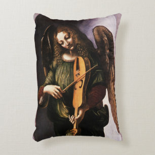 Leonardo da Vincis Engel in Grün mit einer Vielle Dekokissen