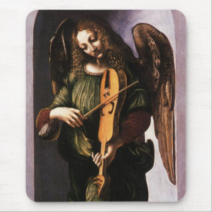 Leonardo da Vincis Engel in Grün mit einer Vielle Mousepad
