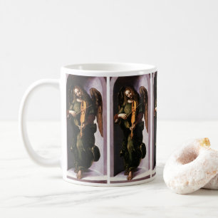 Leonardo da Vincis Engel in Grün mit Vielle Kaffeetasse