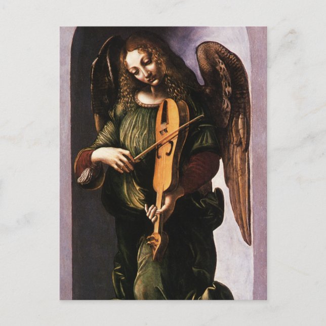 Leonardo da Vincis Engel in Grün mit Vielle Postkarte (Vorderseite)