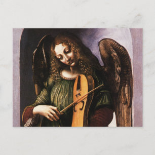 Leonardo da Vincis Engel in Grün mit Vielle Postkarte
