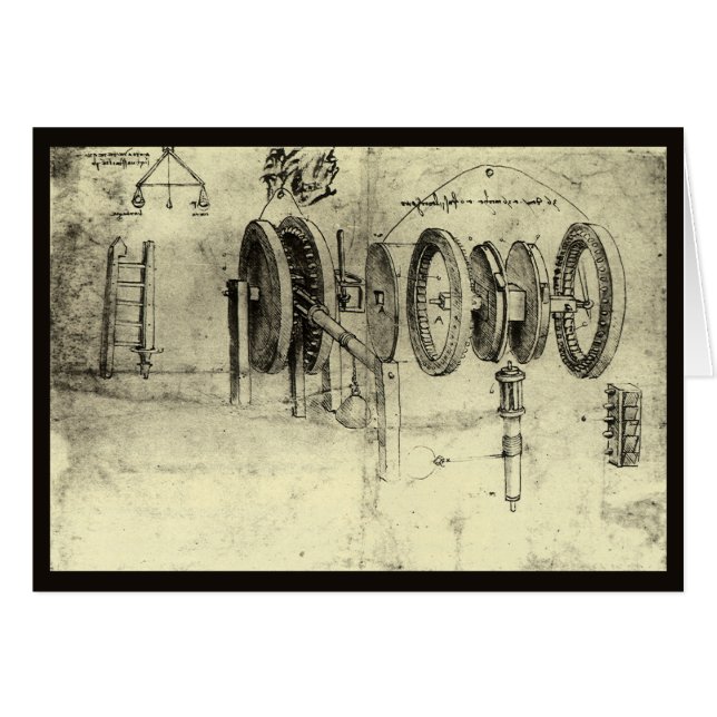 Leonardo da Vincis Engineering Sketch eines Rades (Vorderseite (Horizontal))