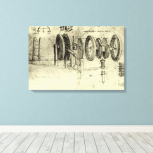 Leonardo da Vincis Engineering Sketch eines Rades Leinwanddruck