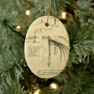Leonardo da Vincis Flügelmaschinenkizze Keramik Ornament