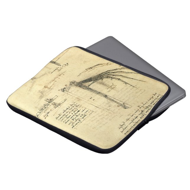 Leonardo da Vincis Flügelmaschinenkizze Laptopschutzhülle (Vorne Oben)