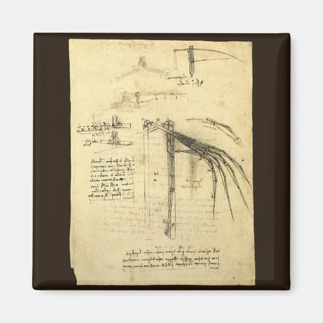 Leonardo da Vincis Flügelmaschinenkizze Magnet (Vorne)