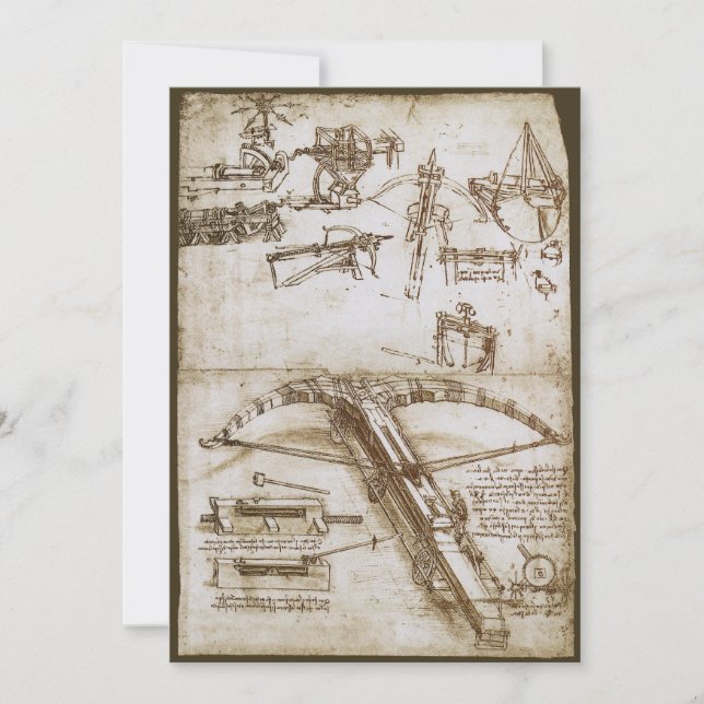 Leonardo da Vincis Giant Crossbow Weapon Sketch Einladung (Vorderseite)