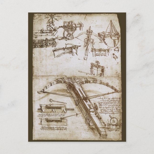 Leonardo da Vincis Giant Crossbow Weapon Sketch Postkarte (Vorderseite)