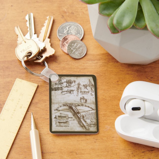 Leonardo da Vincis Giant Crossbow Weapon Sketch Schlüsselanhänger (Schreibtisch)