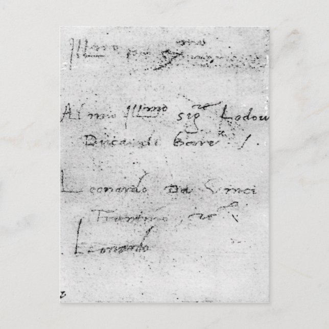 Leonardo da Vincis Handschrift Postkarte (Vorderseite)