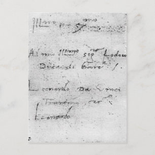 Leonardo da Vincis Handschrift Postkarte