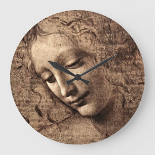 Leonardo Da Vincis Meisterwerk - La Scapigliata Große Wanduhr