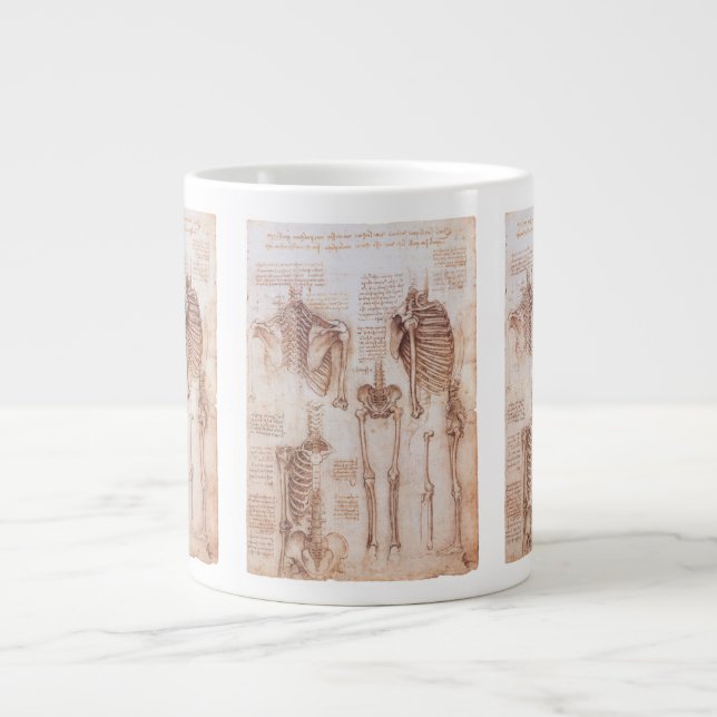 Leonardo da Vincis menschliche Anatomie Skelettkno Jumbo-Tasse (Vorderseite)