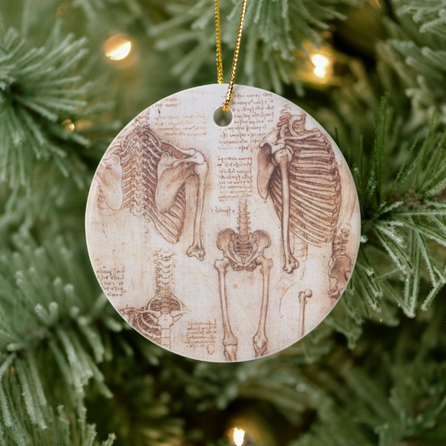 Leonardo da Vincis menschliche Anatomie Skelettkno Keramik Ornament (Baum)