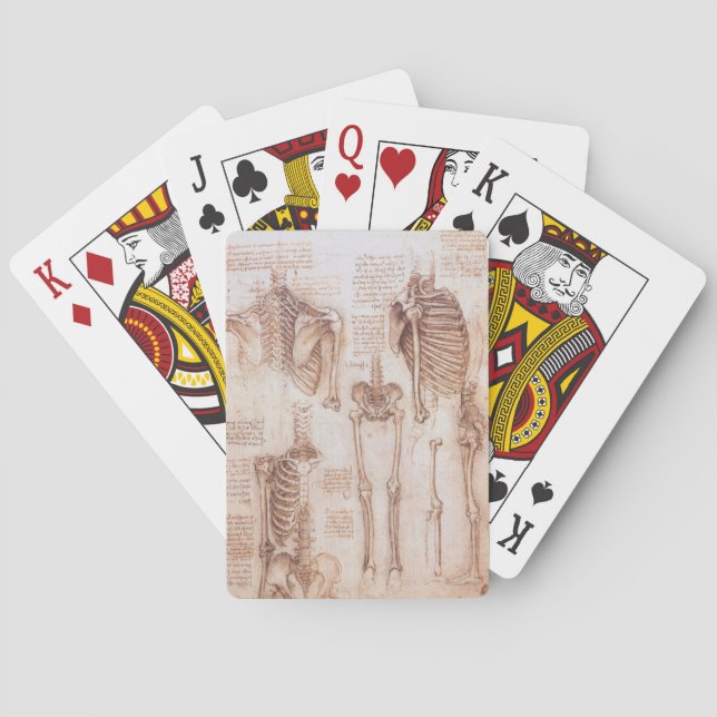 Leonardo da Vincis menschliche Anatomie Skelettkno Spielkarten (Rückseite)
