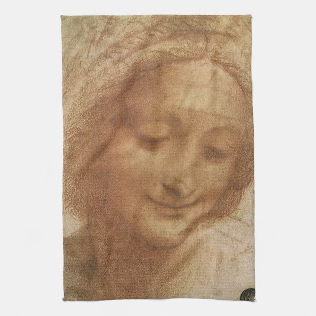 Leonardo da Vincis Portrait der Saint-Anne-Studie Geschirrtuch (Vertikal)