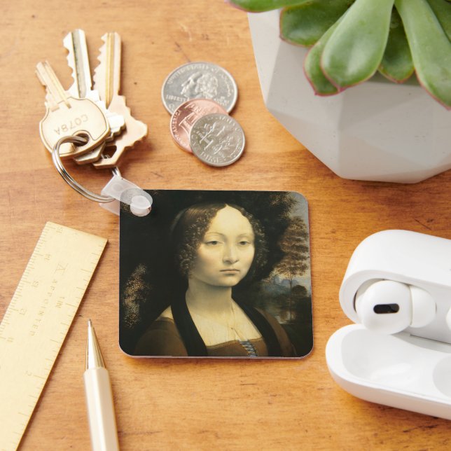 Leonardo da Vincis Portrait von Ginevra Benci Schlüsselanhänger (Schreibtisch)