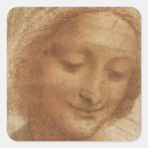 Leonardo da Vincis Porträt von der Heiligen Anna S Quadratischer Aufkleber