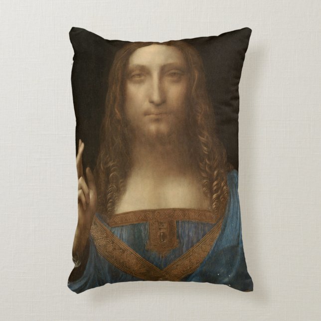 Leonardo da Vincis Salvator Mundi (Jesus Christus) Dekokissen (Vorderseite(Vertikal))