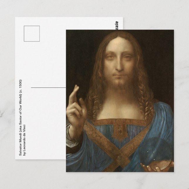 Leonardo da Vincis Salvator Mundi (Jesus Christus) Postkarte (Vorne/Hinten)