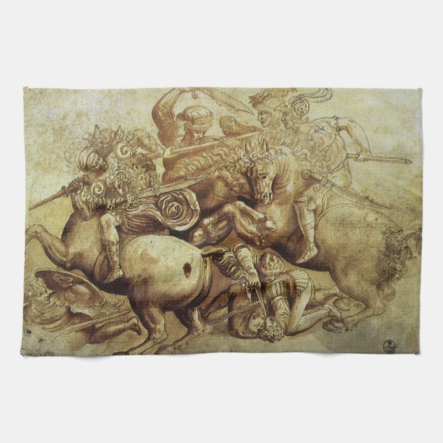 Leonardo da Vincis Schlacht von Anghiari Geschirrtuch (Horizontal)