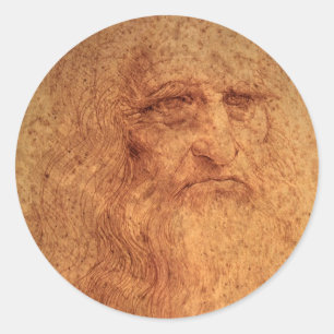 Leonardo da Vincis Selbstporträt, Renaissance-Kuns Runder Aufkleber
