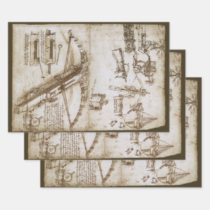 Leonardo da Vincis Skizze der Waffe Armbrustgigant Geschenkpapier Set