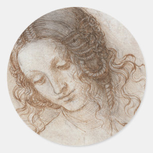 Leonardo da Vincis Studie zum Kopf der Leda Runder Aufkleber