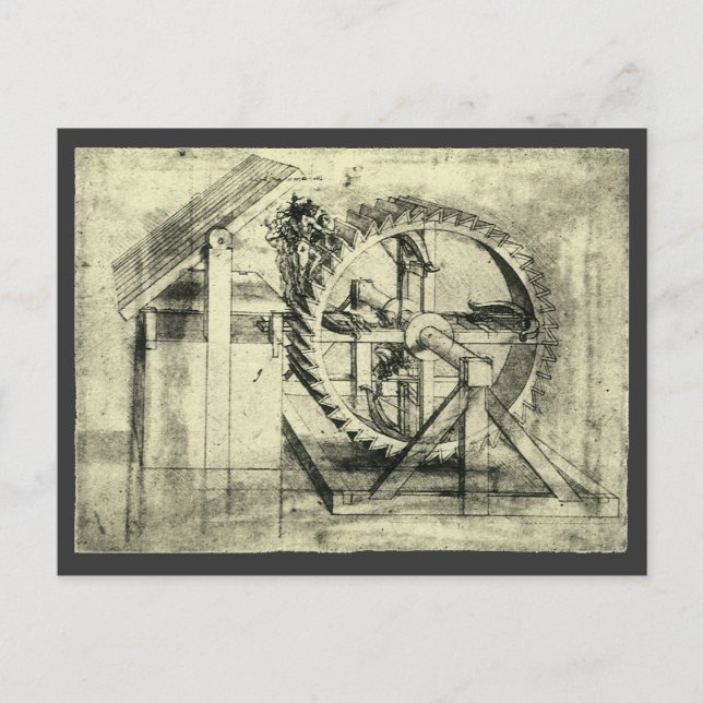Leonardo da Vincis Treadmill Powered Crossbow Postkarte (Vorderseite)