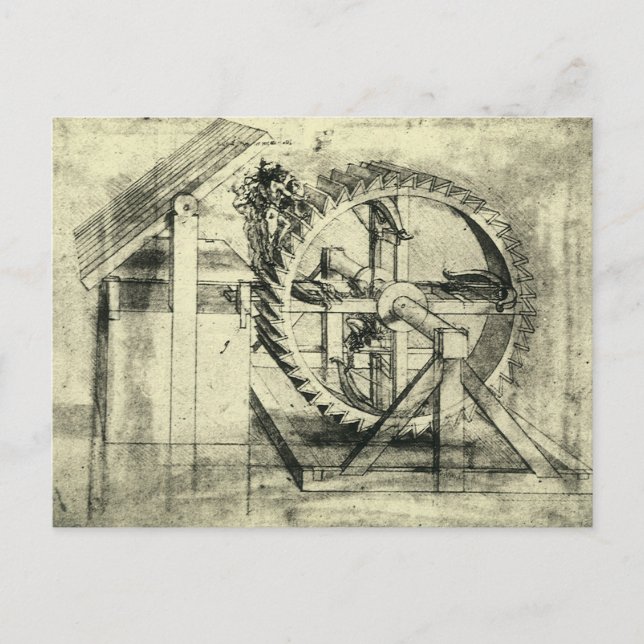 Leonardo da Vincis Treadmill Powered Crossbow Postkarte (Vorderseite)