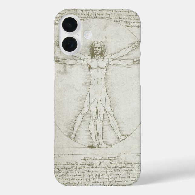 Leonardo da Vincis Vitruvianischer Mann iPhone 16 Plus Hülle (Rückseite)