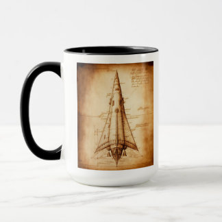 Leonardo da Vincis Zeichn von Rocket Coffee Tasse