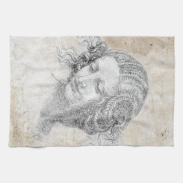 Leonardo DaVinci Skizze Leda Pergament Elegante Ku Geschirrtuch