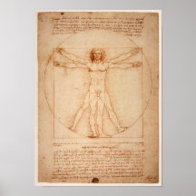 Leonardo de Vinci Zeichnend Poster