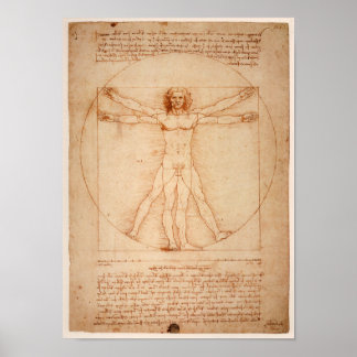 Leonardo de Vinci Zeichnend Poster
