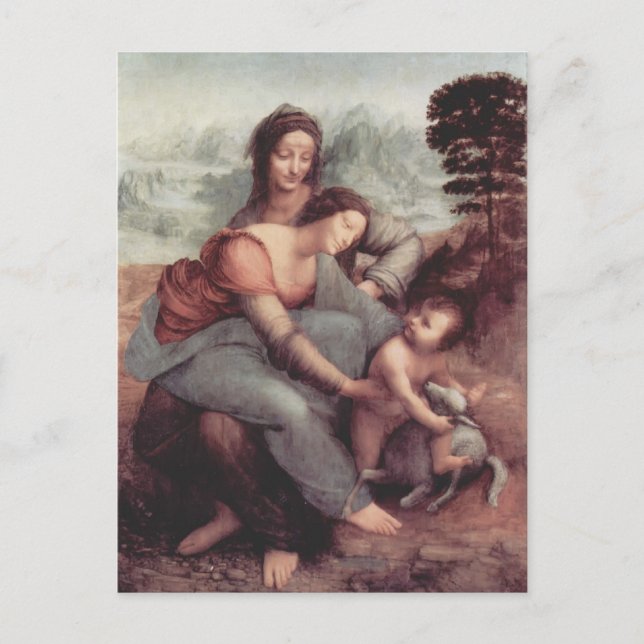 Leonardo Vinci - Die Jungfrau und das Kind mit St. Postkarte (Vorderseite)