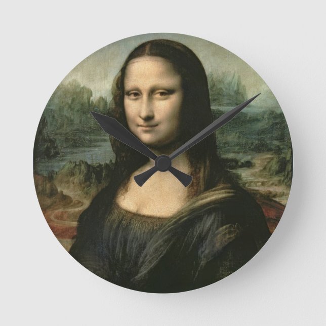 Leonardo Vinci | Mona Lisa, c.1503-6 Runde Wanduhr (Vorderseite)