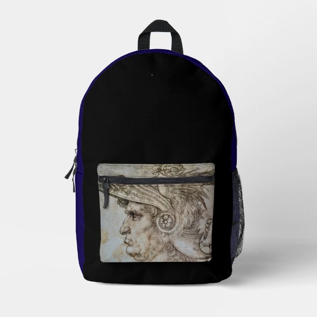 Leonardos behelmter Krieger  Bedruckter Rucksack (Vorderseite)