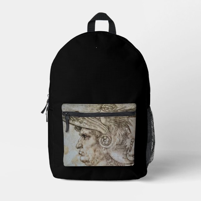 Leonardos behelmter Krieger  Bedruckter Rucksack (Vorderseite)