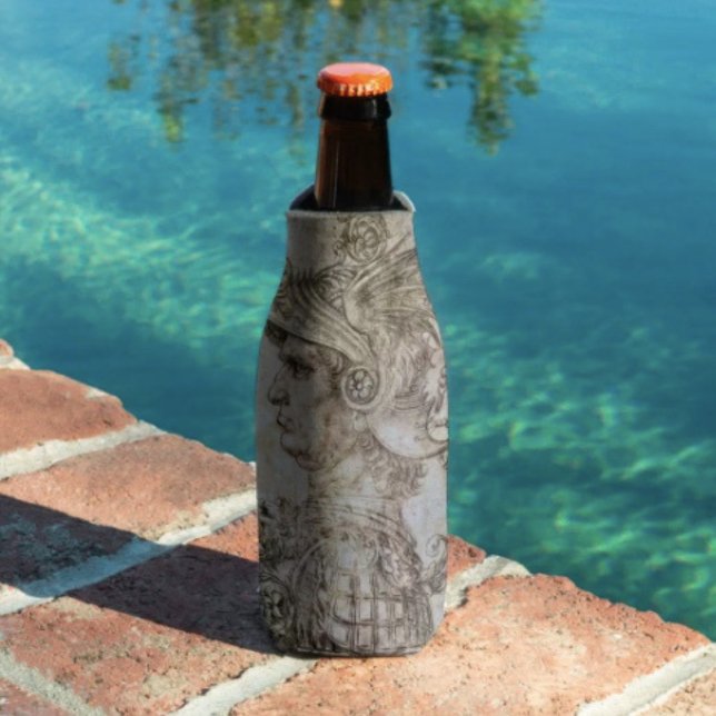 Leonardo's Helmeted Warrior Flaschenkühler (Da Vinci’s Ancient Warrior Sketch insulated bottle cooler high-density material. Made in the USA. 
)