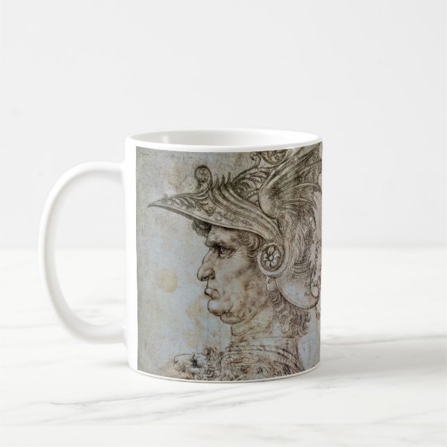 Leonardo's Helmeted Warrior Kaffeetasse (Links)
