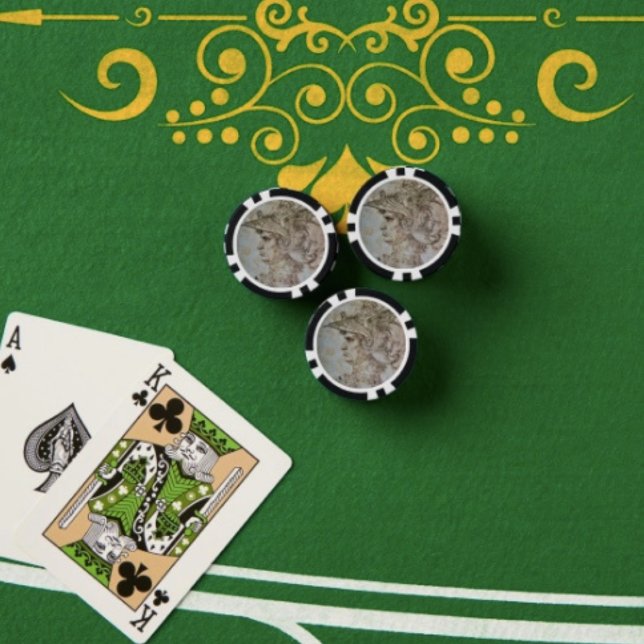 Leonardo's Helmeted Warrior Poker Chip (Da Vinci’s Warrior Poke Chips Full colour graphics textured surface easy stacking 9 vibrant colours.)
