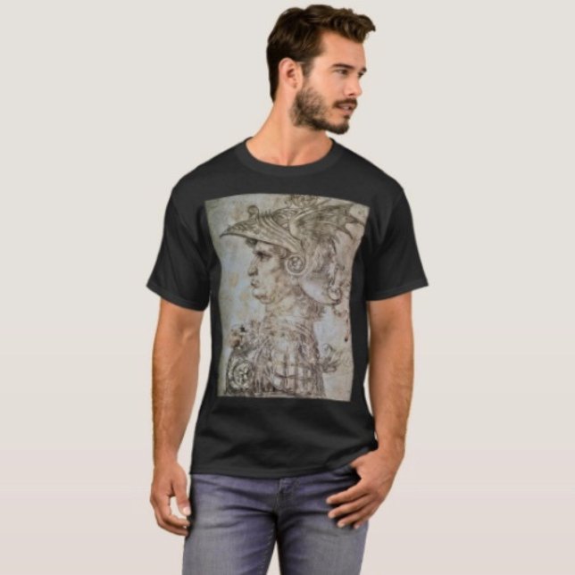 Leonardo's Helmeted Warrior T-Shirt (Da Vinci’s Ancient Warrior Sketch Graphic T-Shirt  100%  cotton unisex standard fit. 

 
)