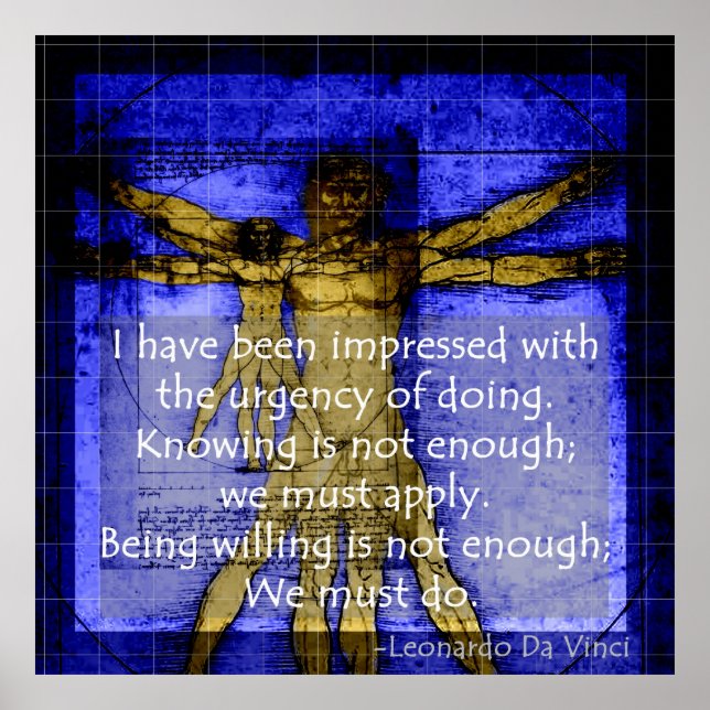 Leonardo's Vitruvian Man Blue Poster (Vorne)