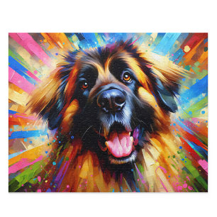Leonberger Acryl-Kunst: Golden mit schwarzen Spitz