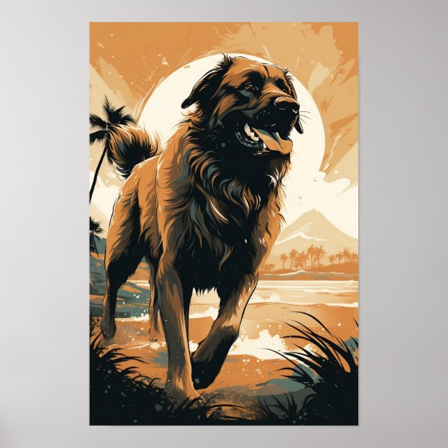 Leonberger am Strand Poster (Vorne)