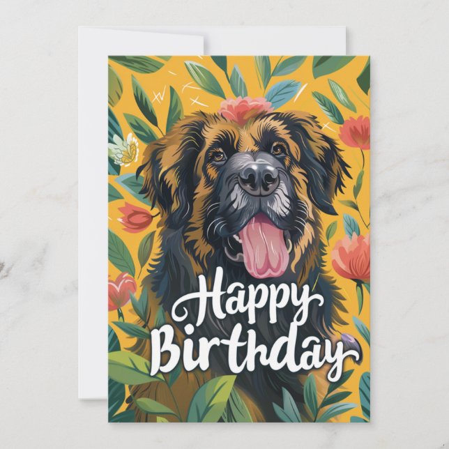 Leonberger Dog Birthday Feiertagskarte (Vorderseite)